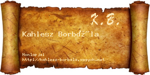 Kahlesz Borbála névjegykártya